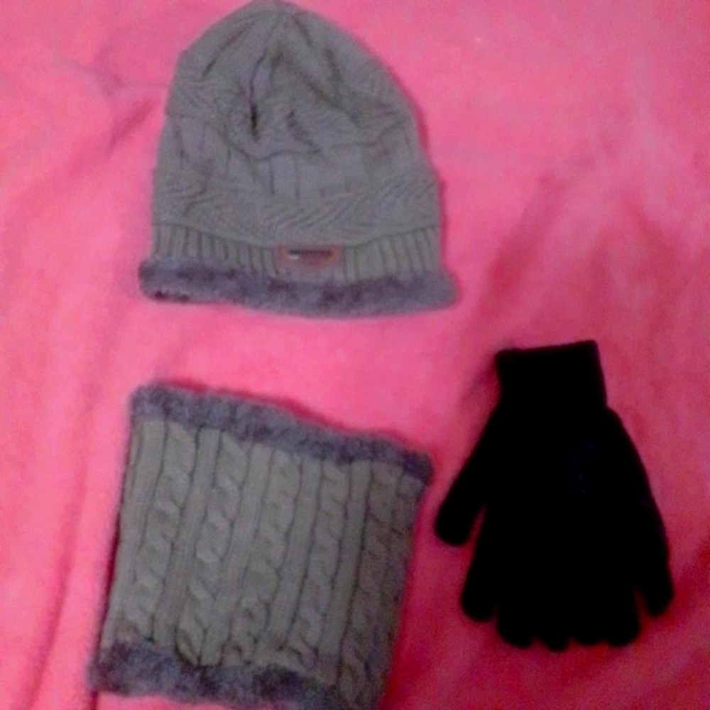 Winter hat scarf glove set with mittens